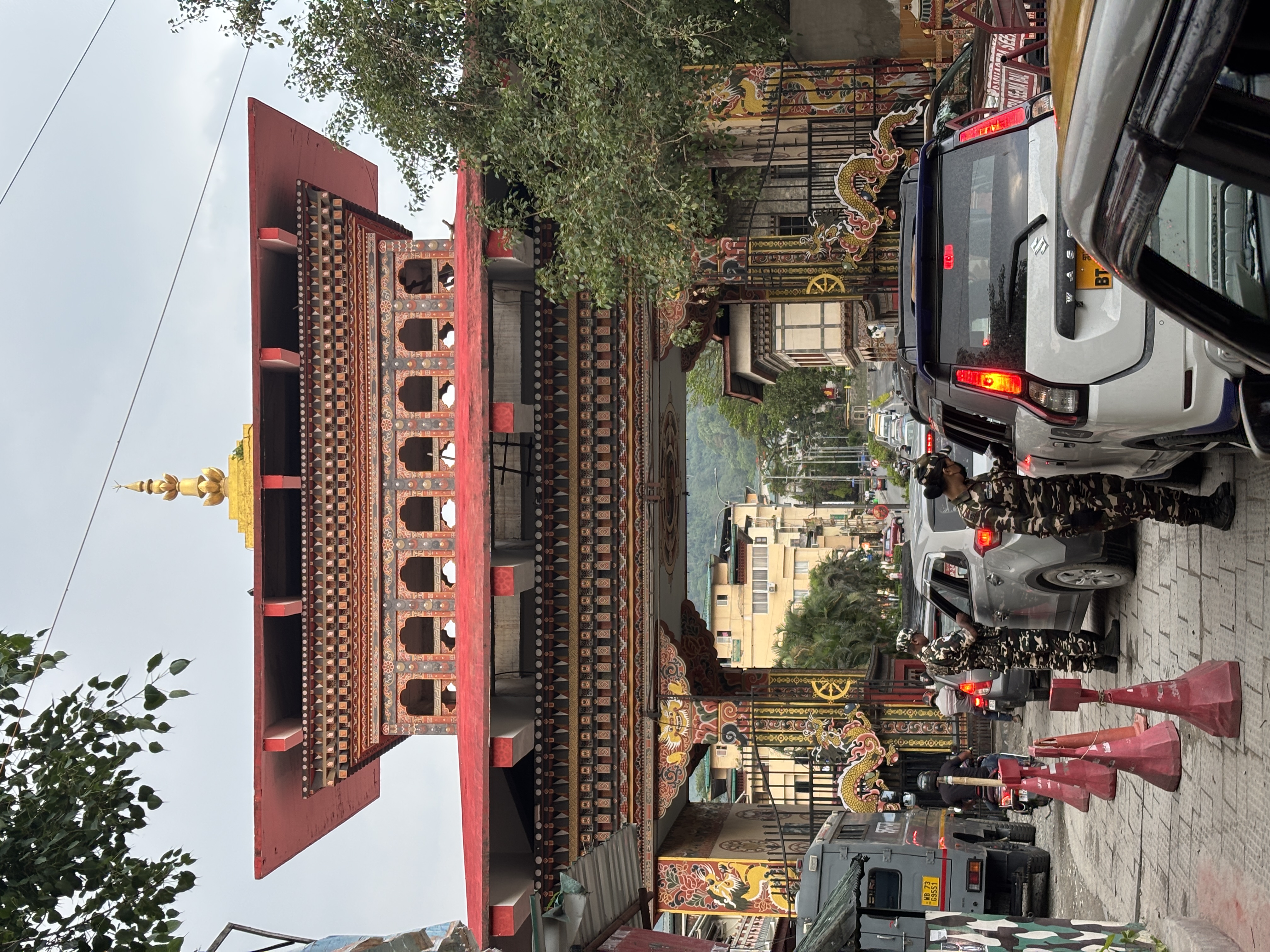 The drive through entry gate into the Bhutan