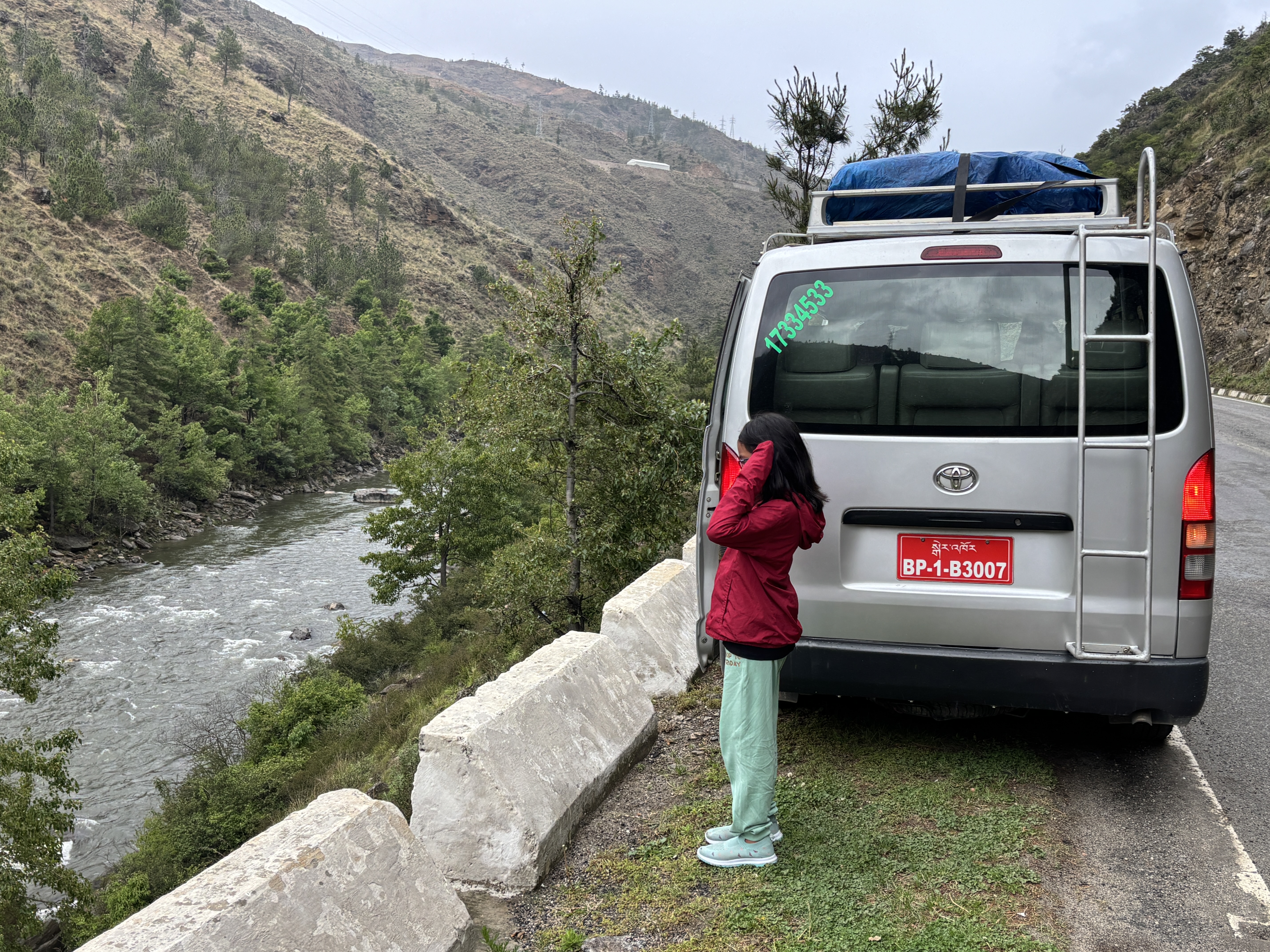 Right behind our van, before we head out to Thimpu