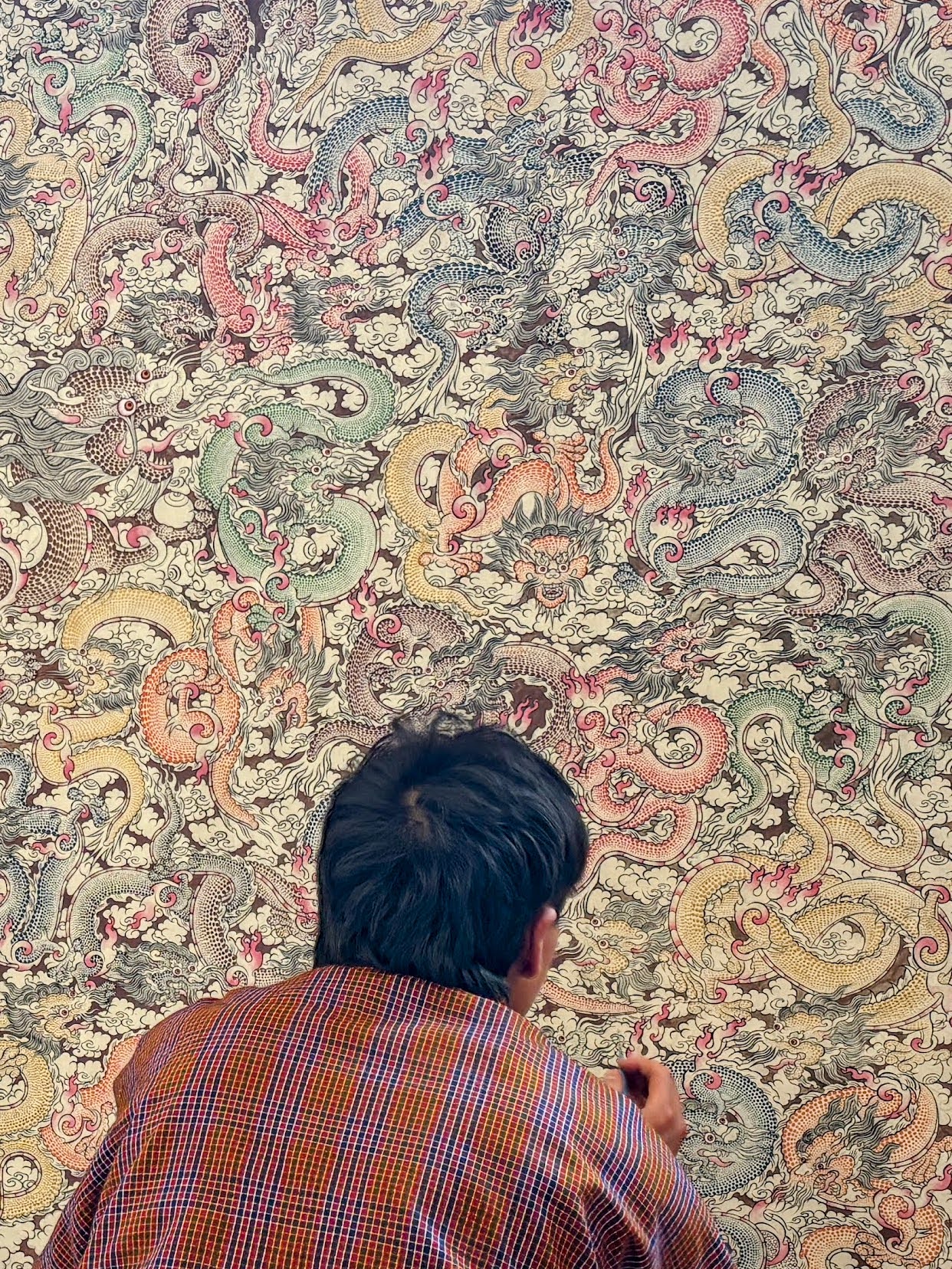 Up close with the precision of traditional thangka work