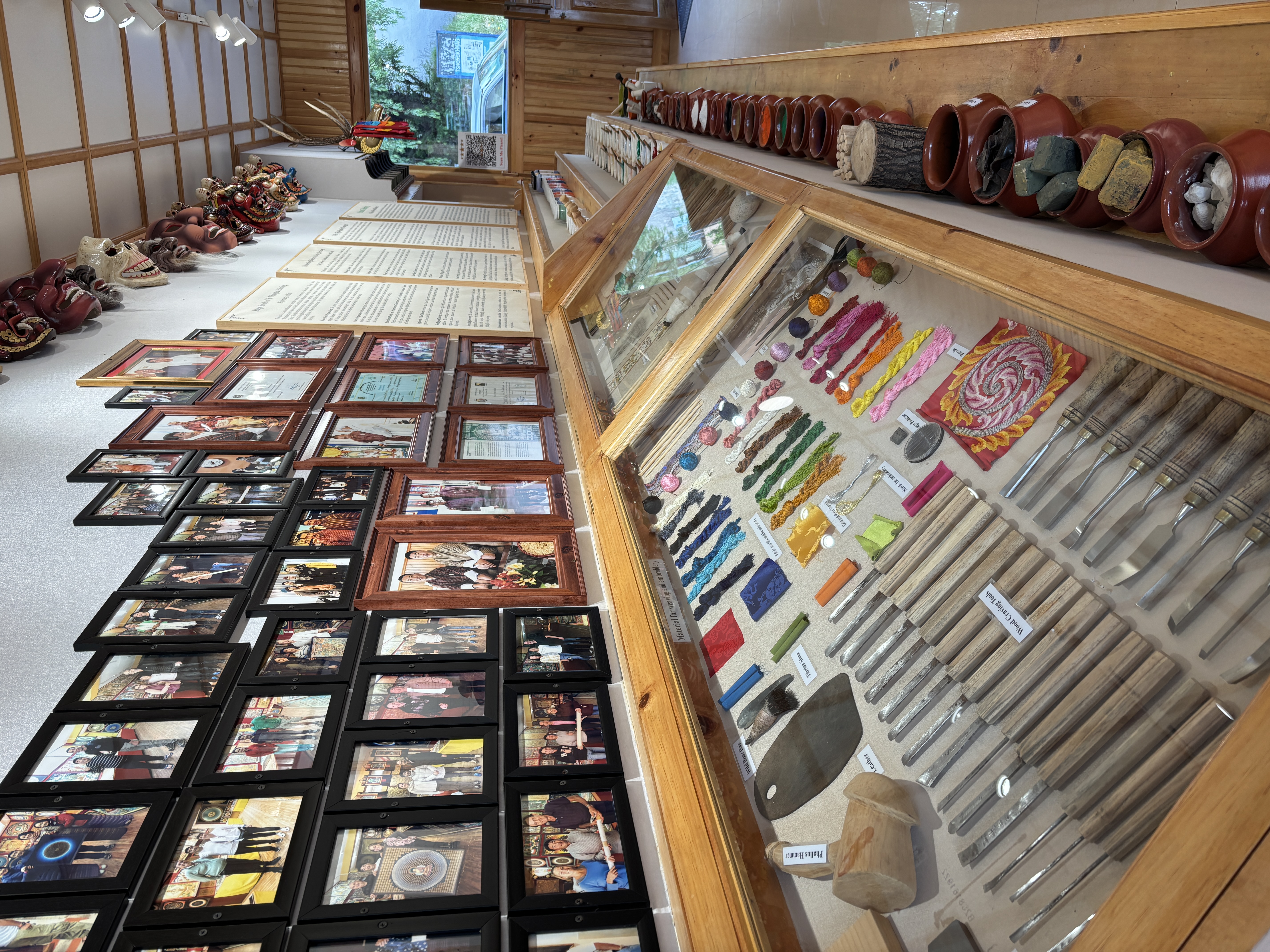 The studio gallery, lined with display of various art materials