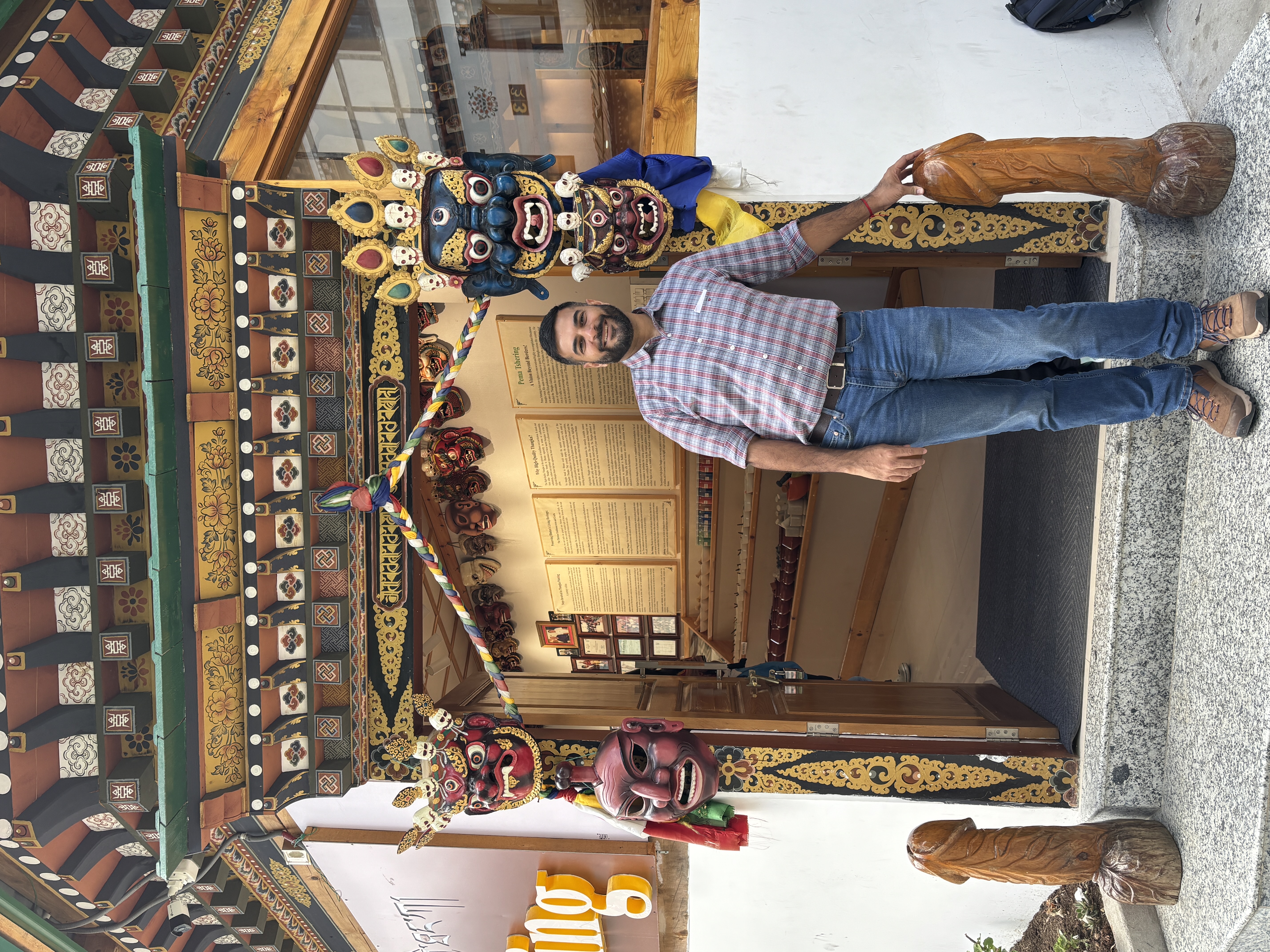 The phallus motif — a nod to the Divine Madman Drukpa Kunley, found across Bhutanese homes and walls
