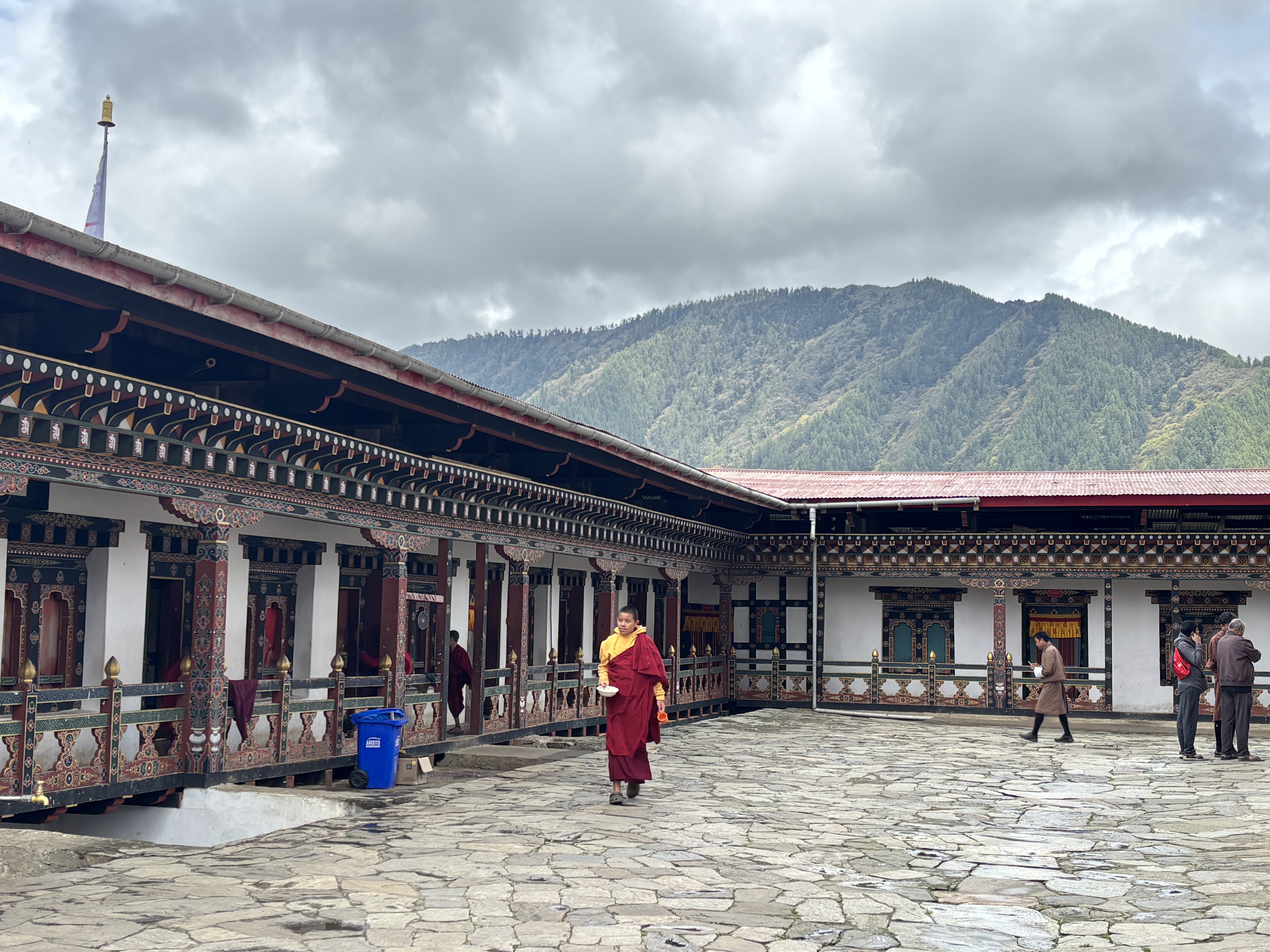 Gangtey monastery courtyard, peaceful and open to the sky