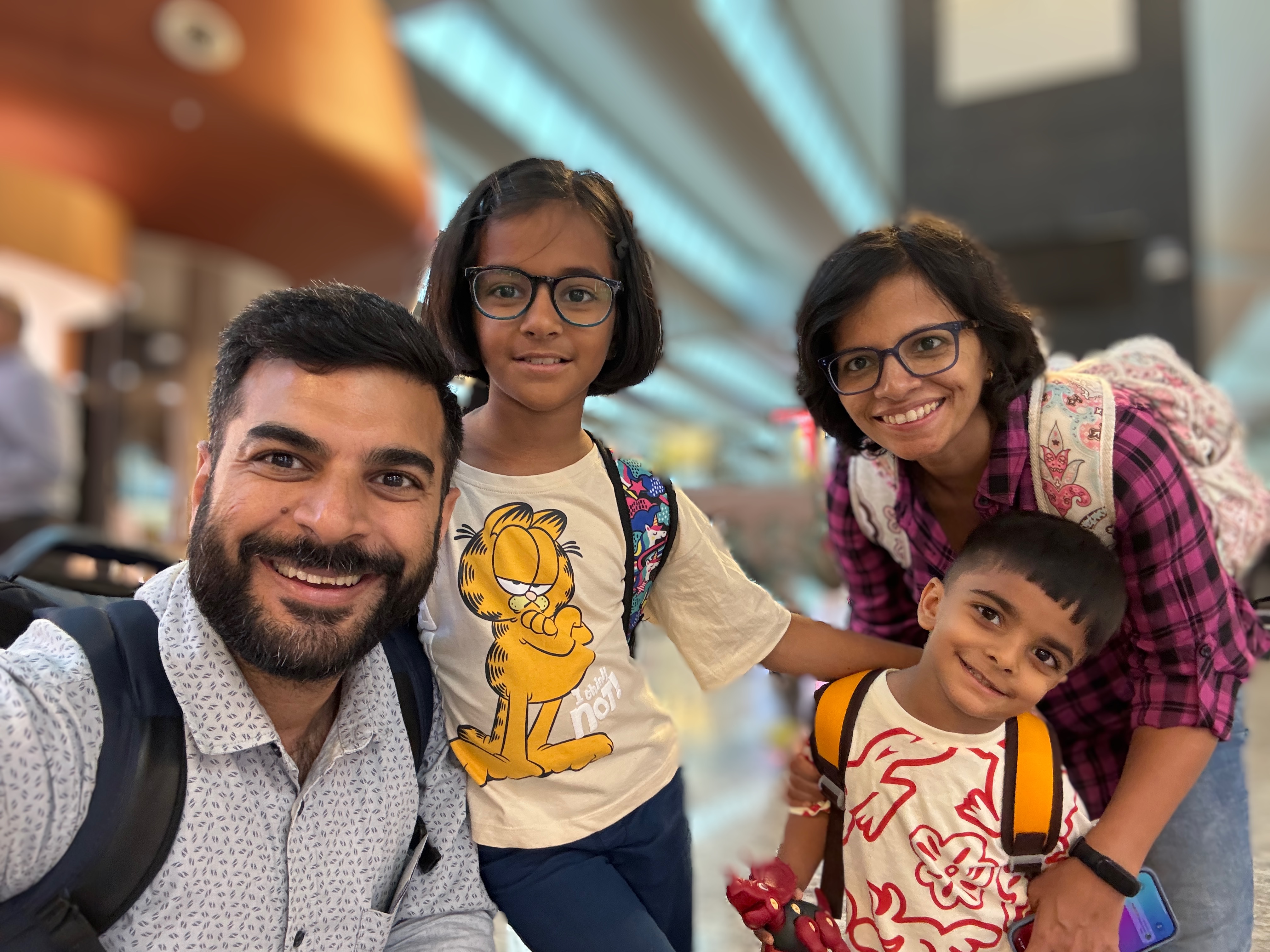 High spirits at the Bangalore airport, before boarding the flight