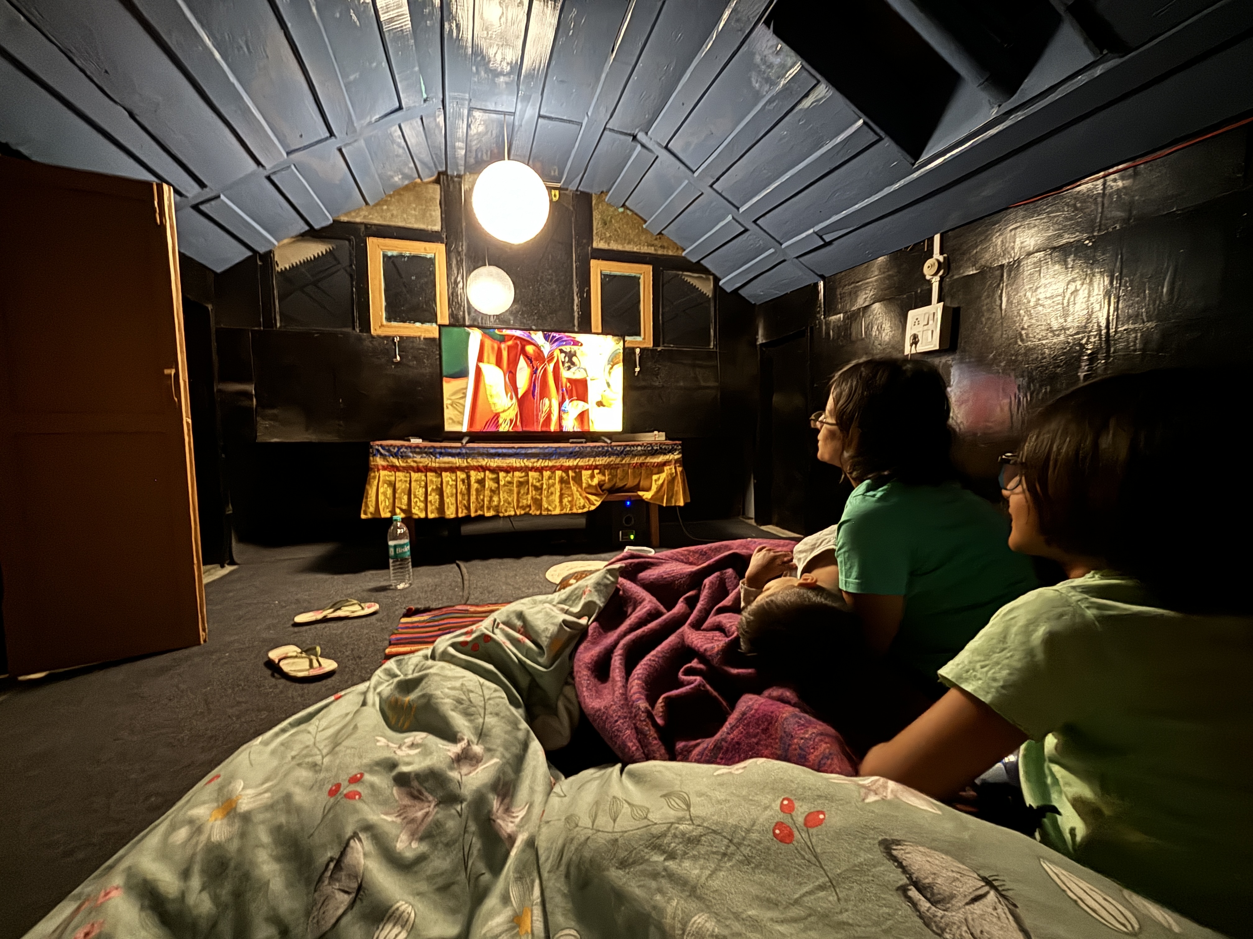 An attic with perfect setup to watch a movie and relax ourselves after a tiring day