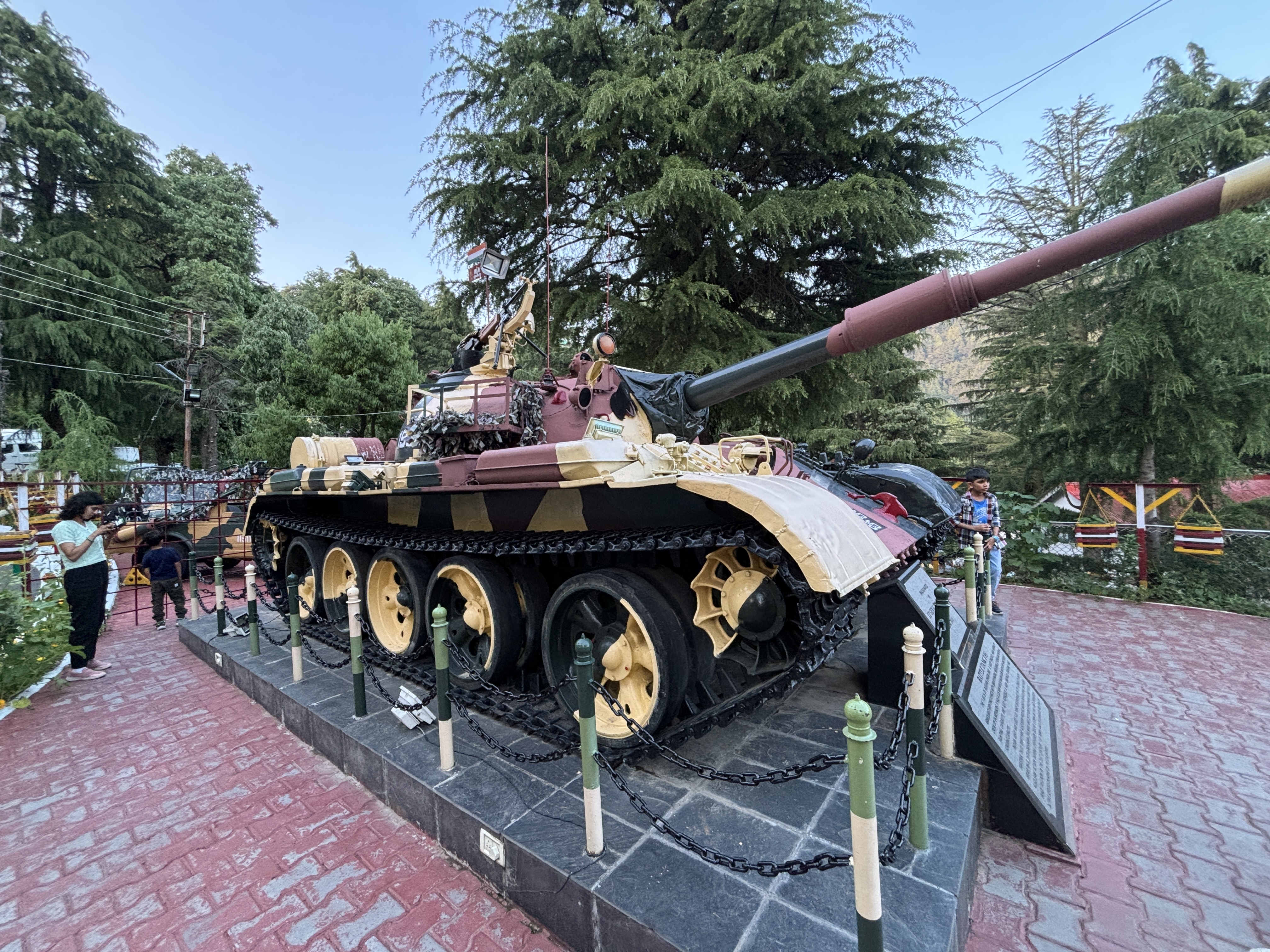 Roadside military equipment on display in cantonment area on the roadside in Dalhousie