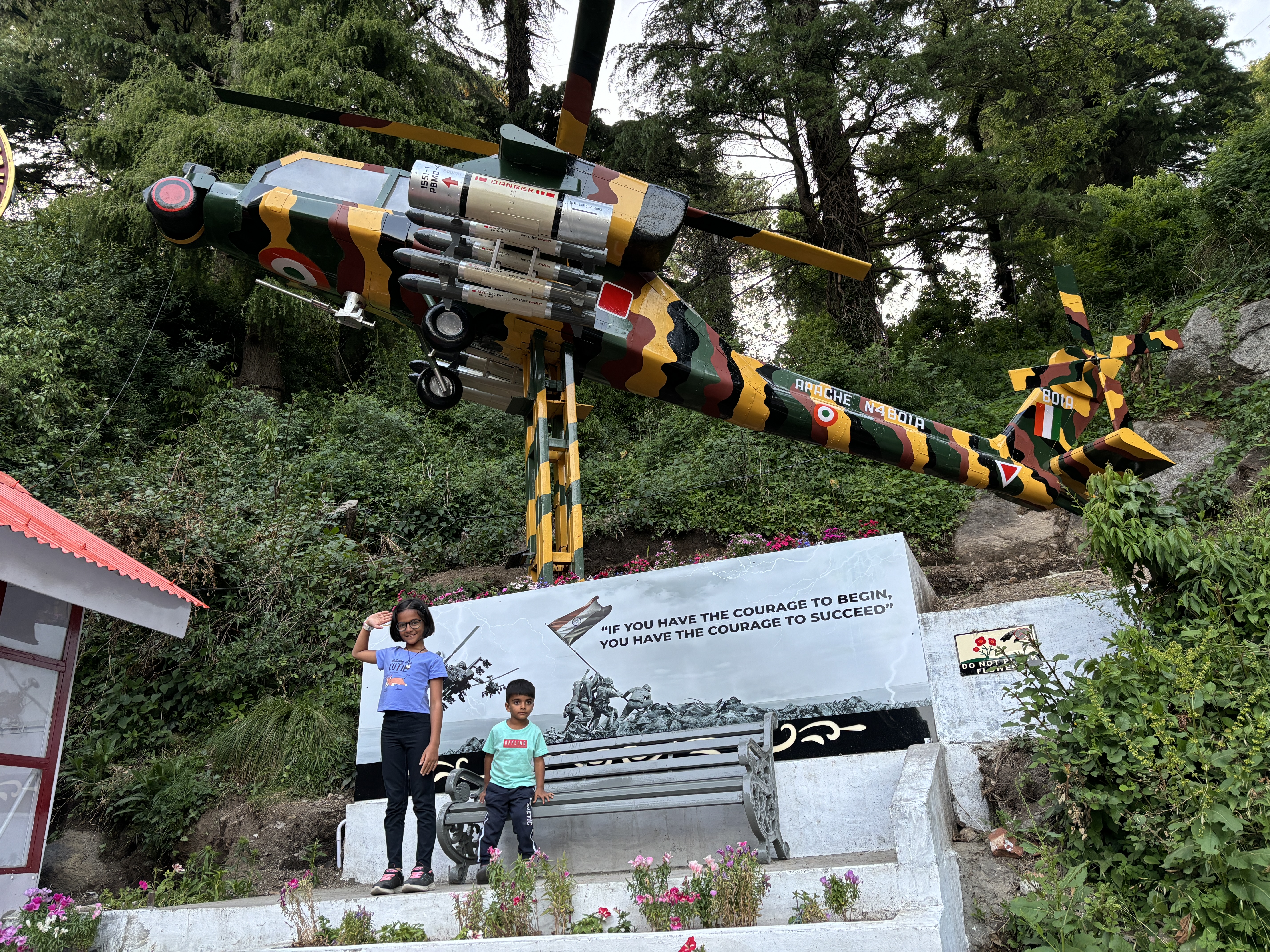 Roadside military equipment on display in cantonment area on the roadside in Dalhousie