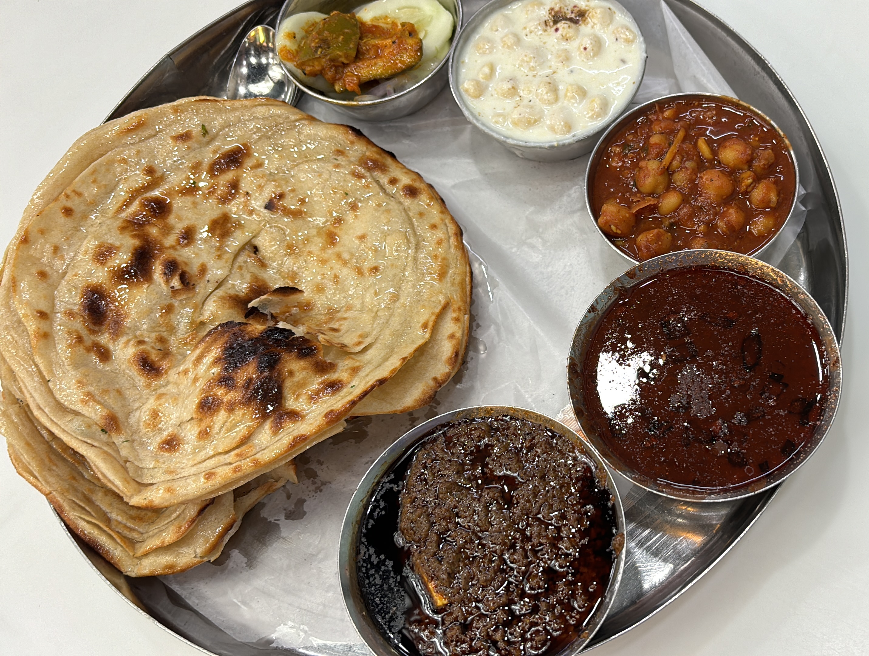 The amazing and rich thaali at the Kesar dabha. The paratha were out of this world!