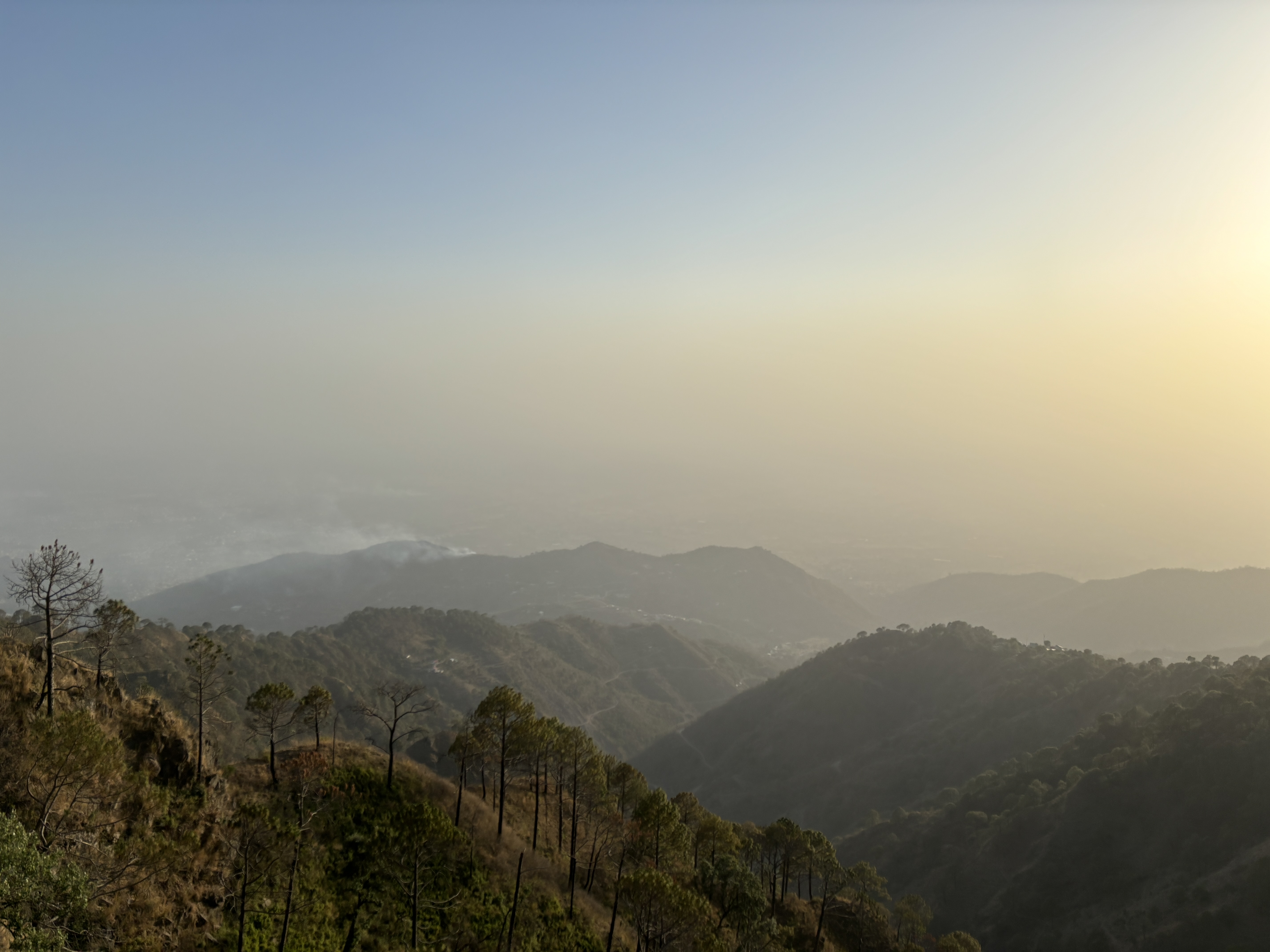 The wildfire in the mountains that were moving around