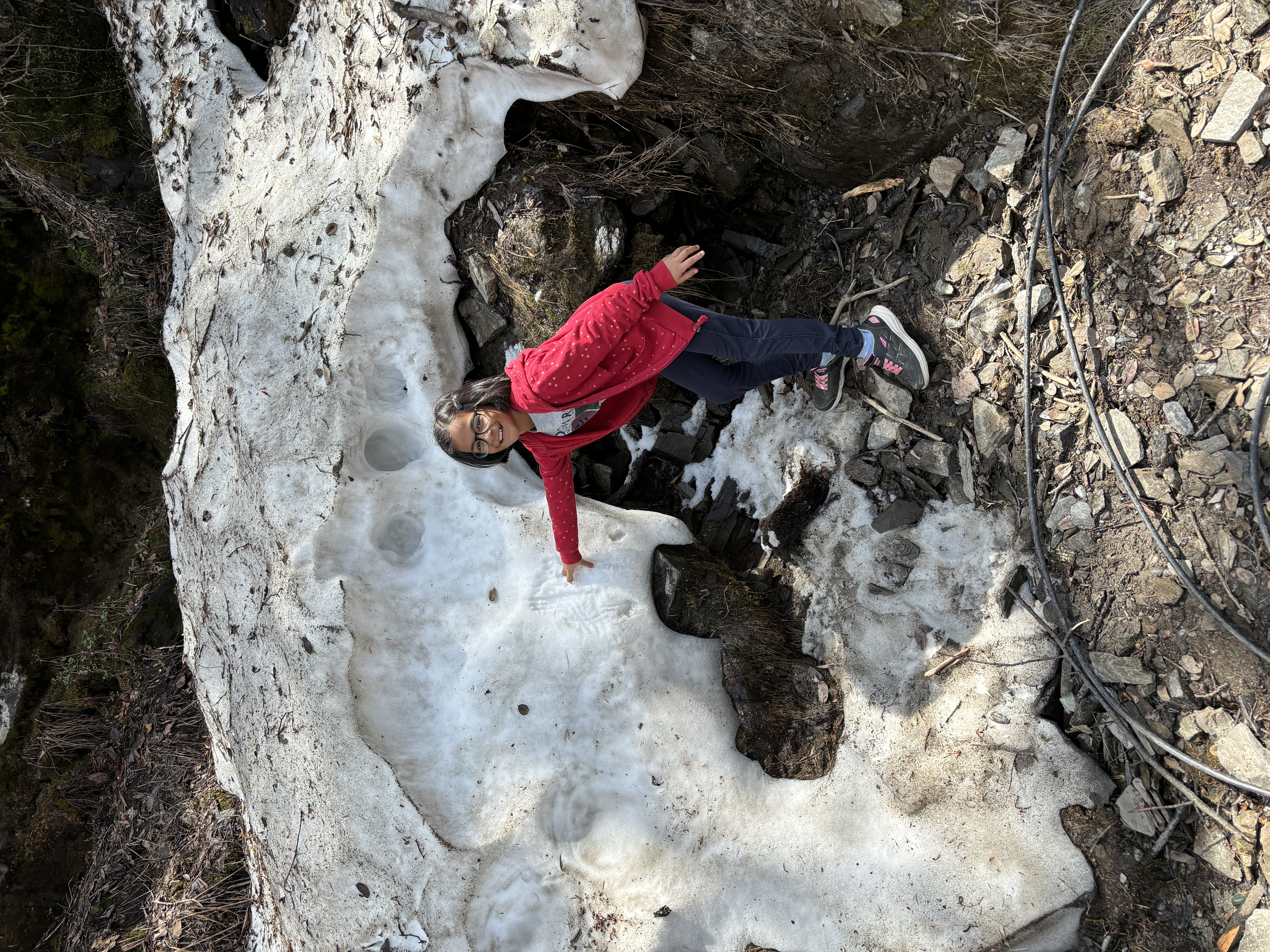 We chanced upon the ice as we drove down from lake to valley