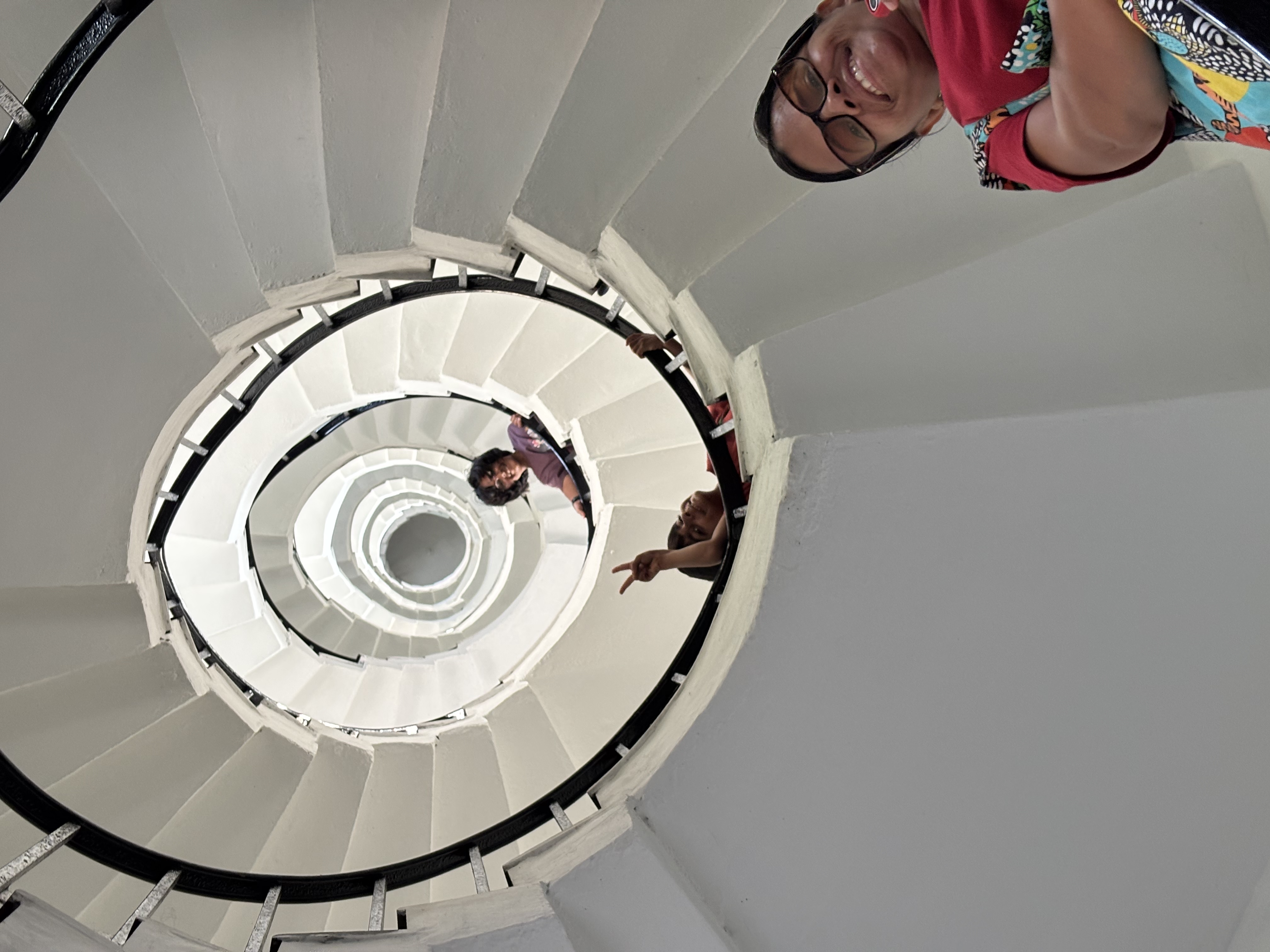 The narrow staircase inside Anjuthengu Lighthouse