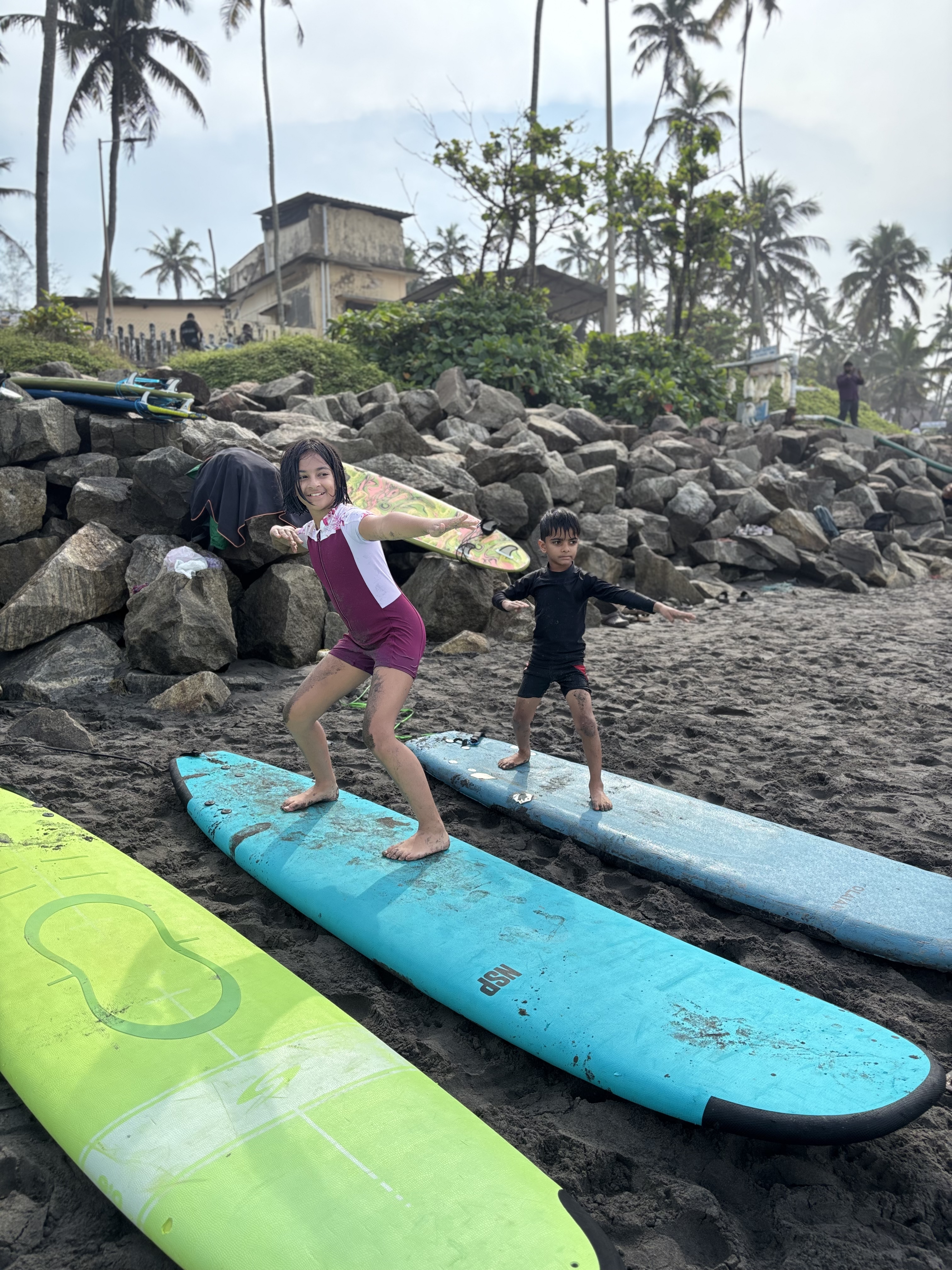 Getting ready for the surfing lesson