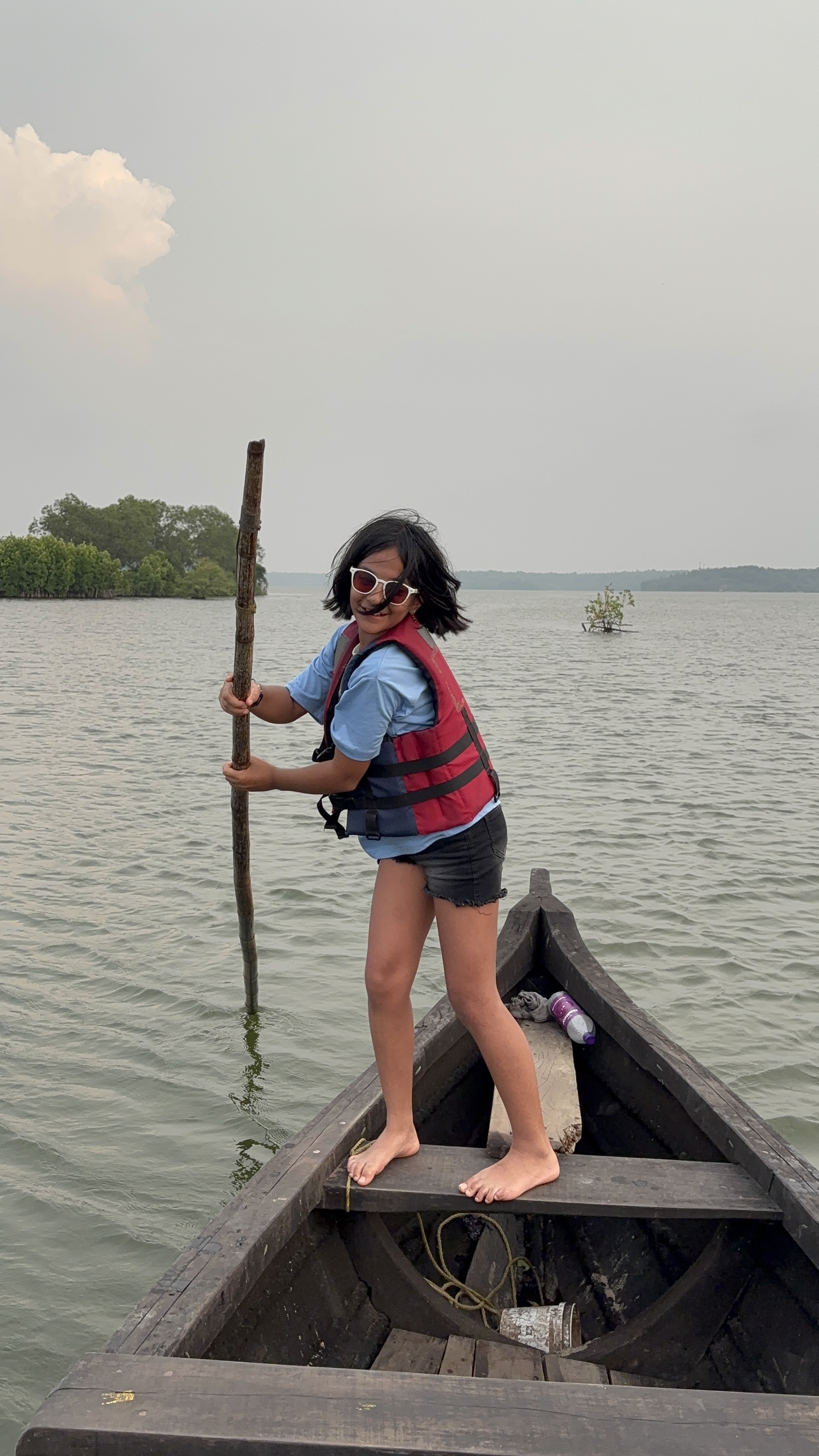 Rowing through the village backwaters
