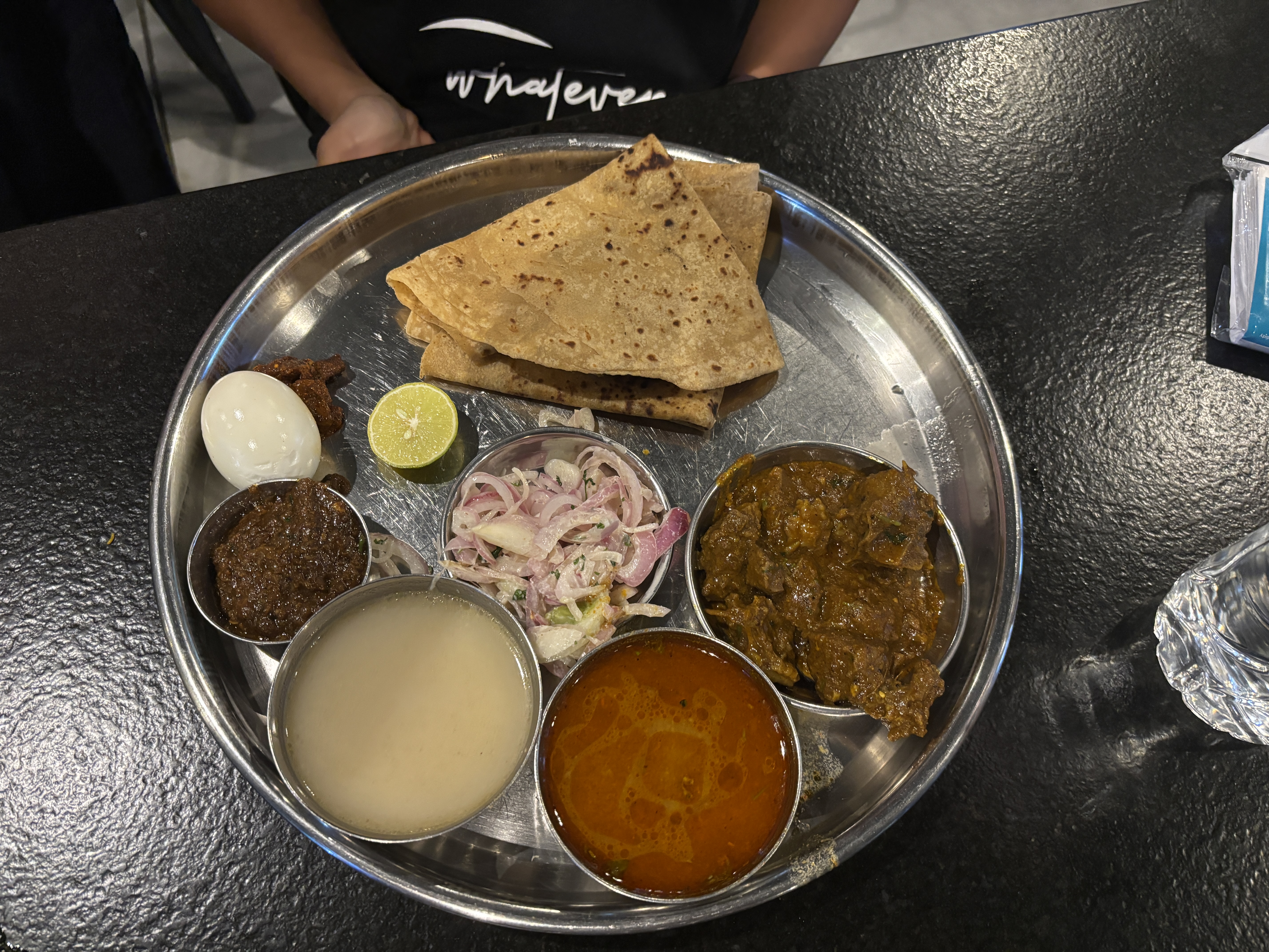 Mutton Thali at Manas Restobar after Satara