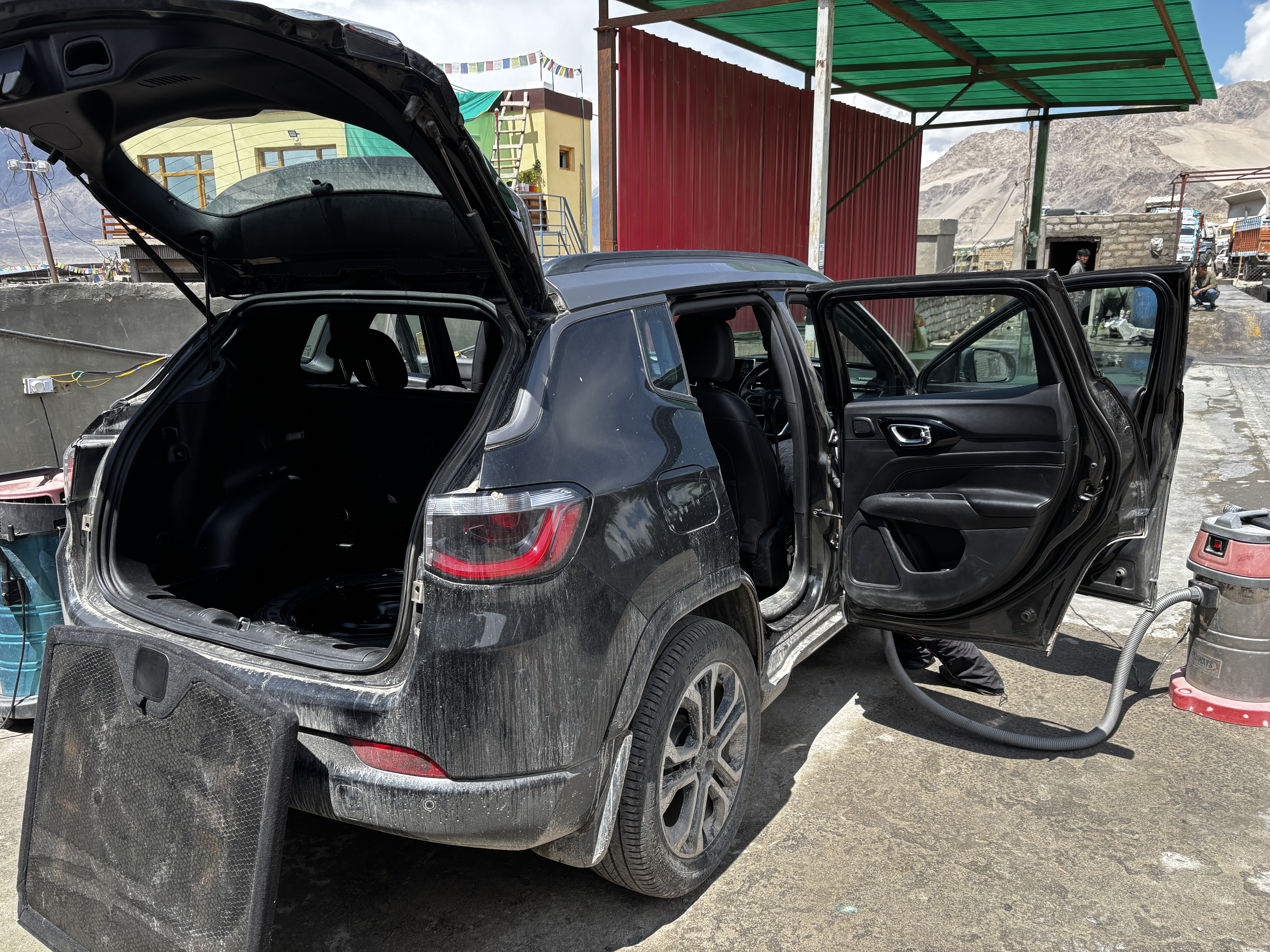 Getting the car the deserved cleaning after a long drive