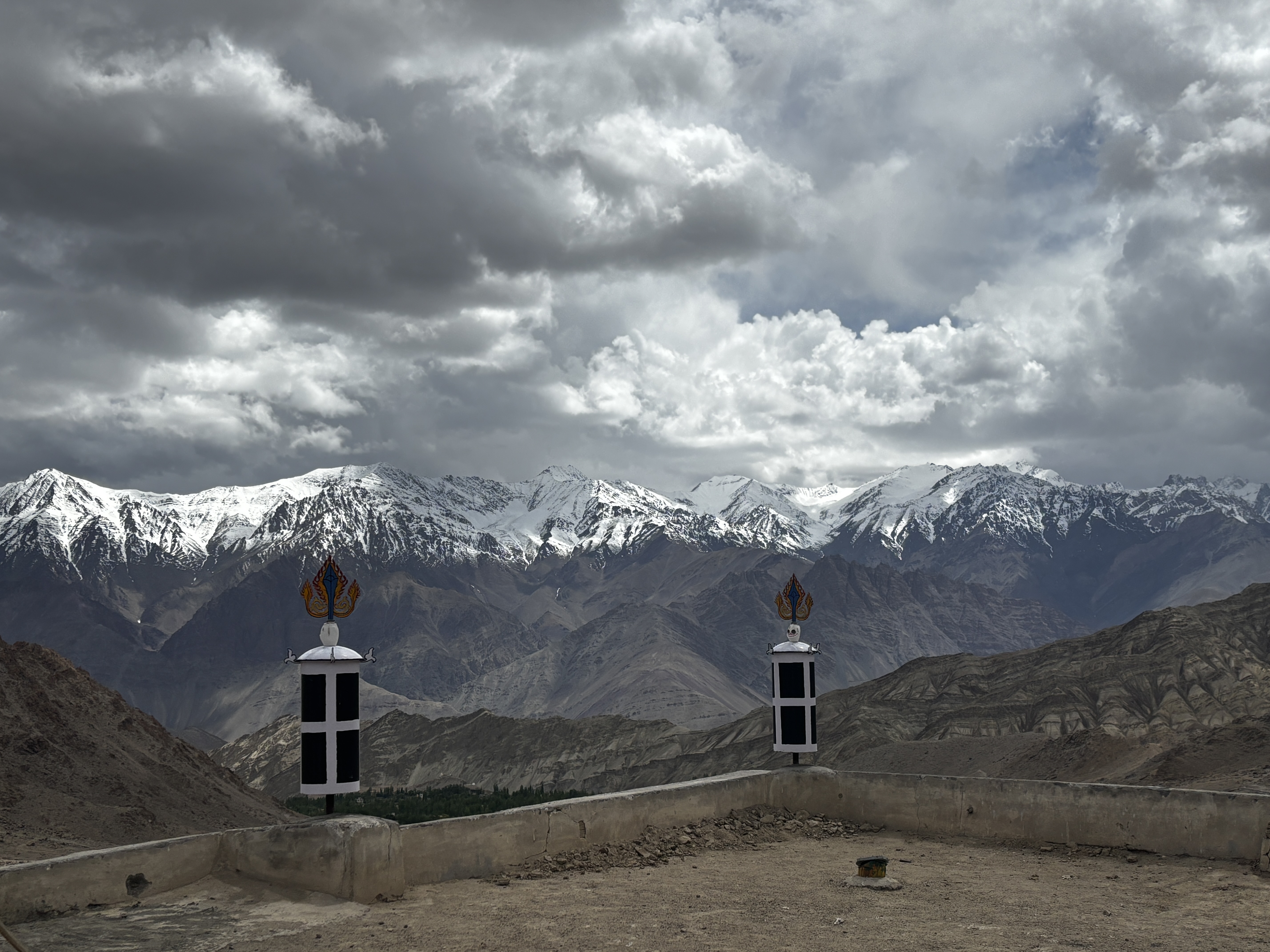 The majestic Leh Palace rising above the city