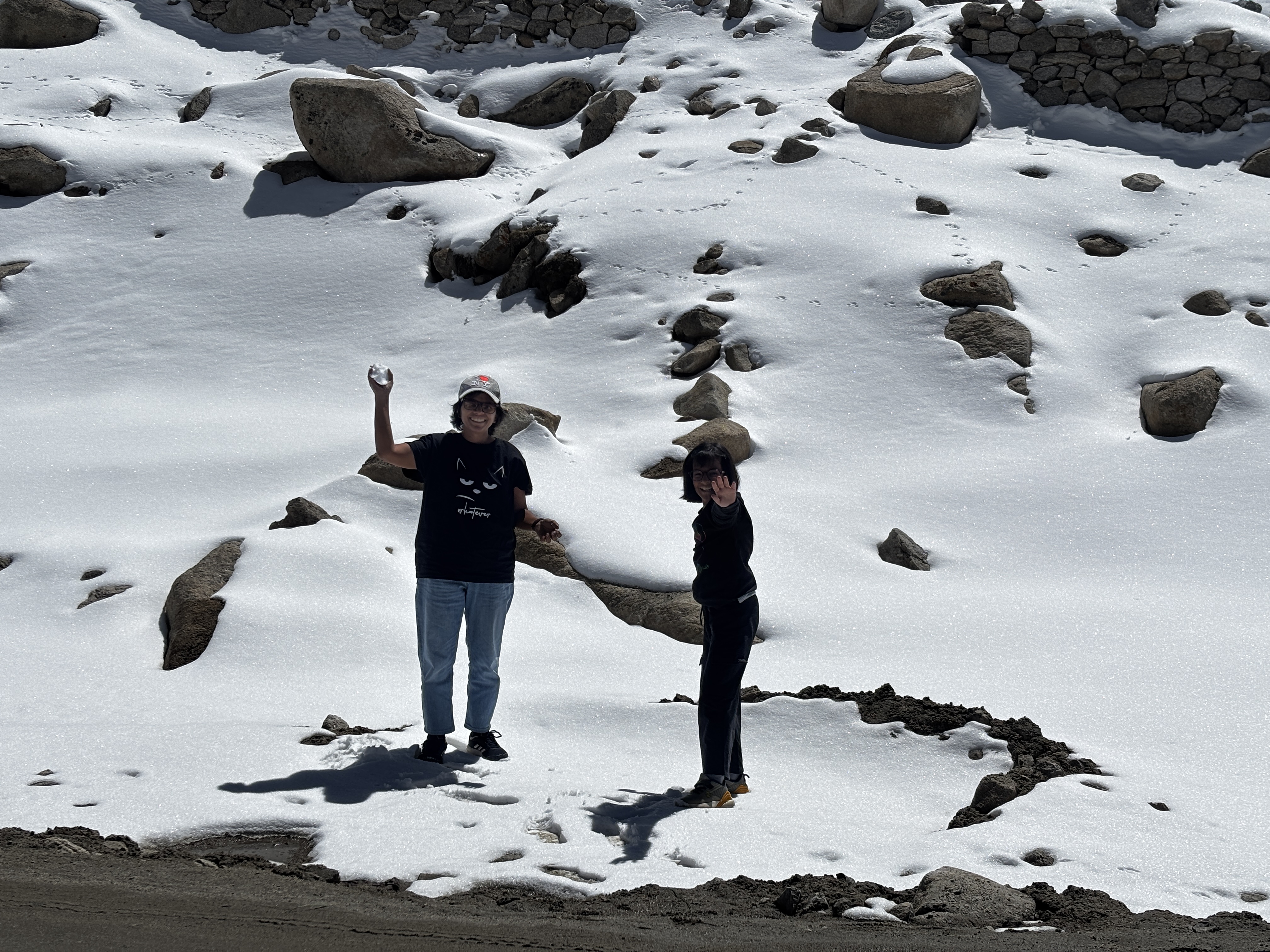 Beautiful snow clad mountain landscapes during the drive. Touching the snow
