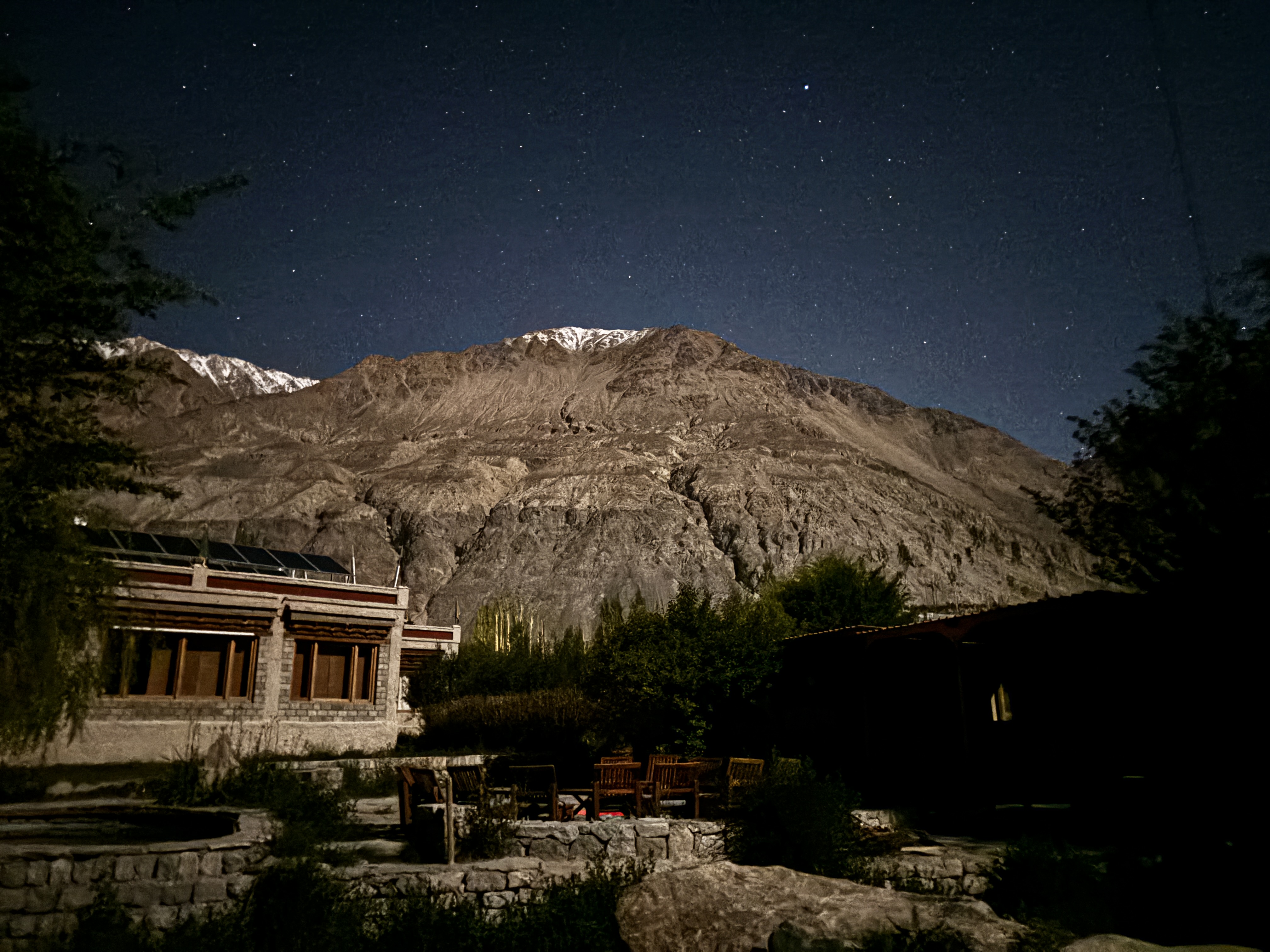 Night falls over the mountains