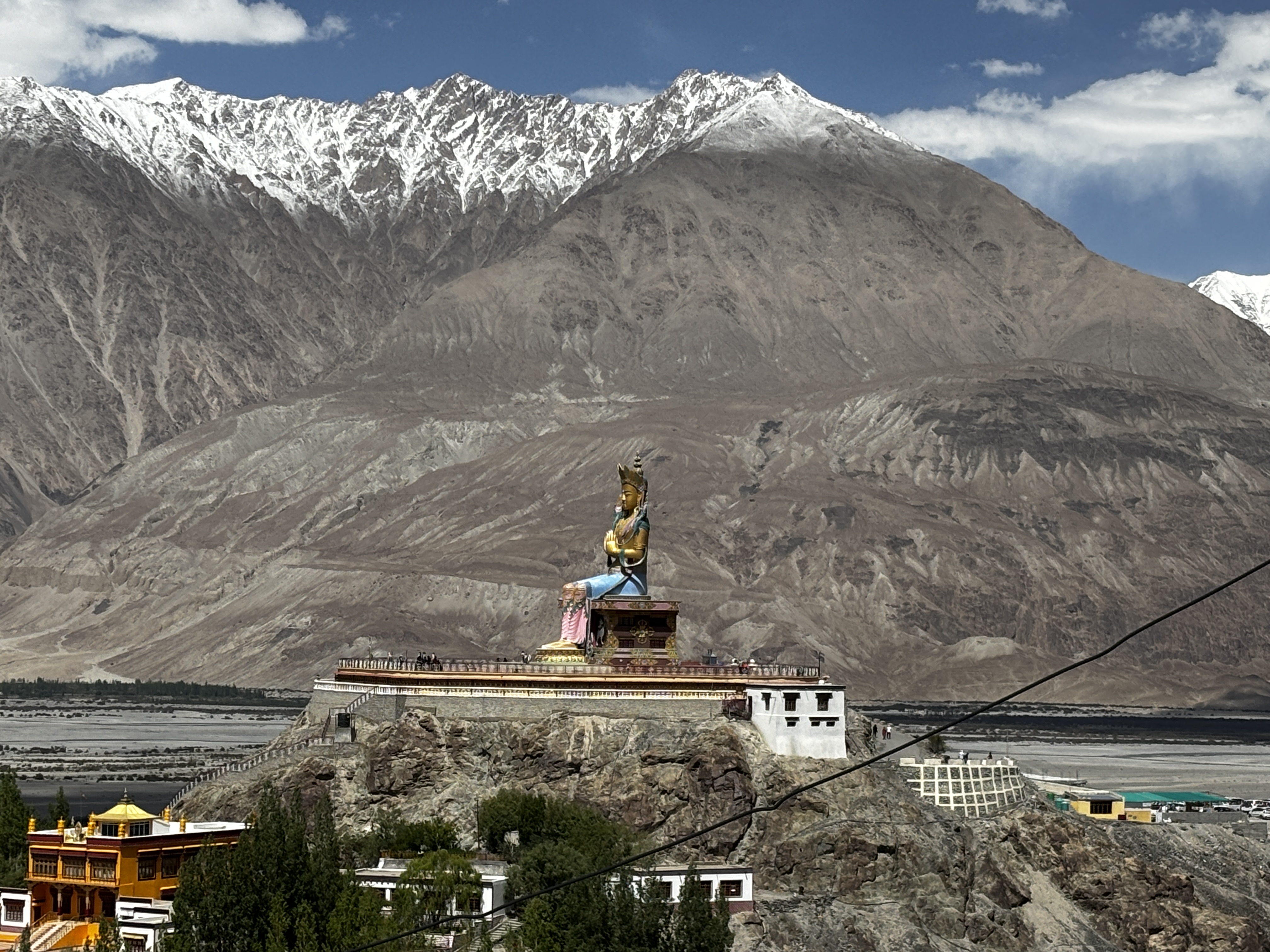 106 foot tall statue of Maitreya Buddha at Diskit Monastry