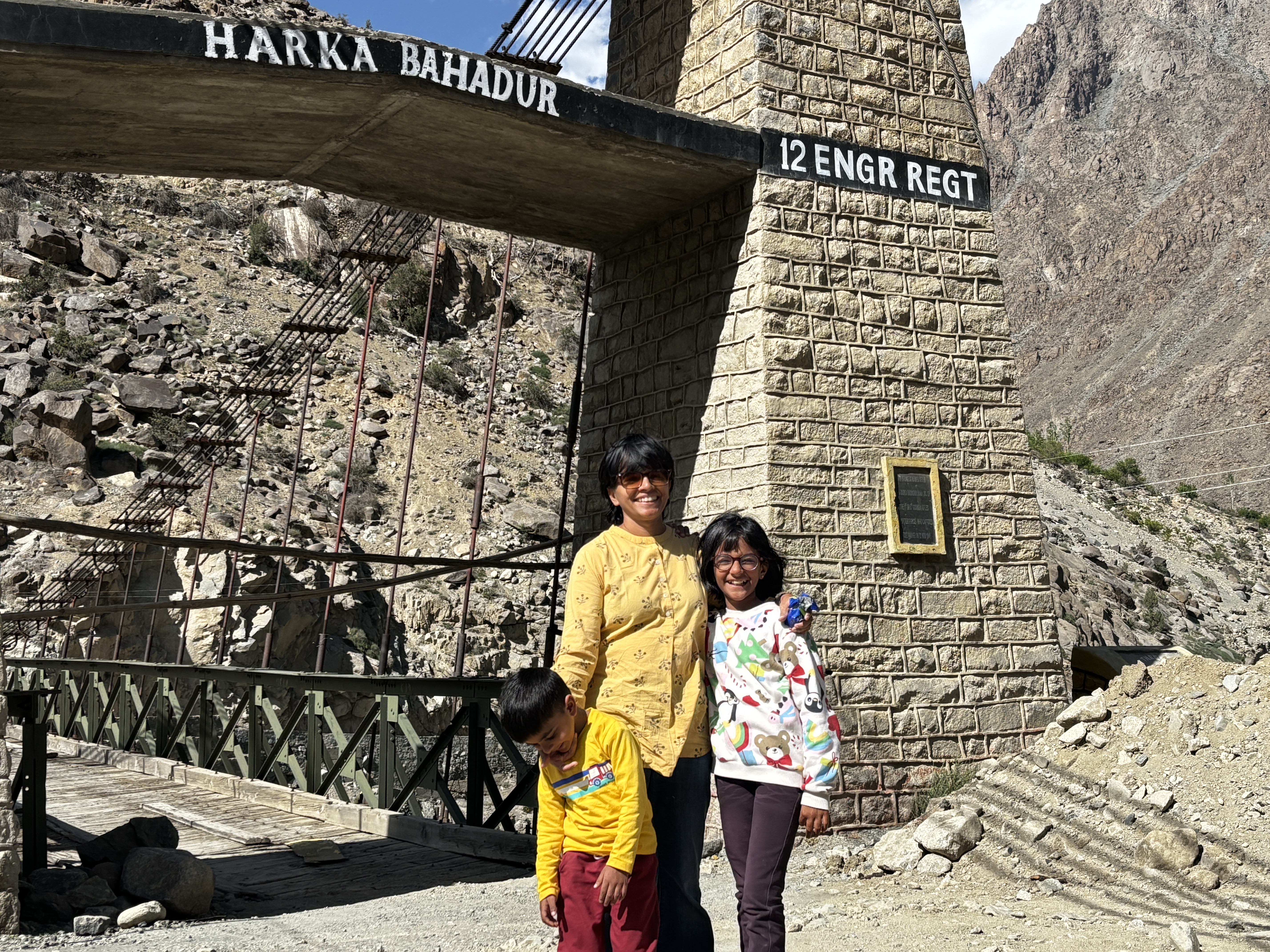 Crossing the bridge over Kargil river in the historic town