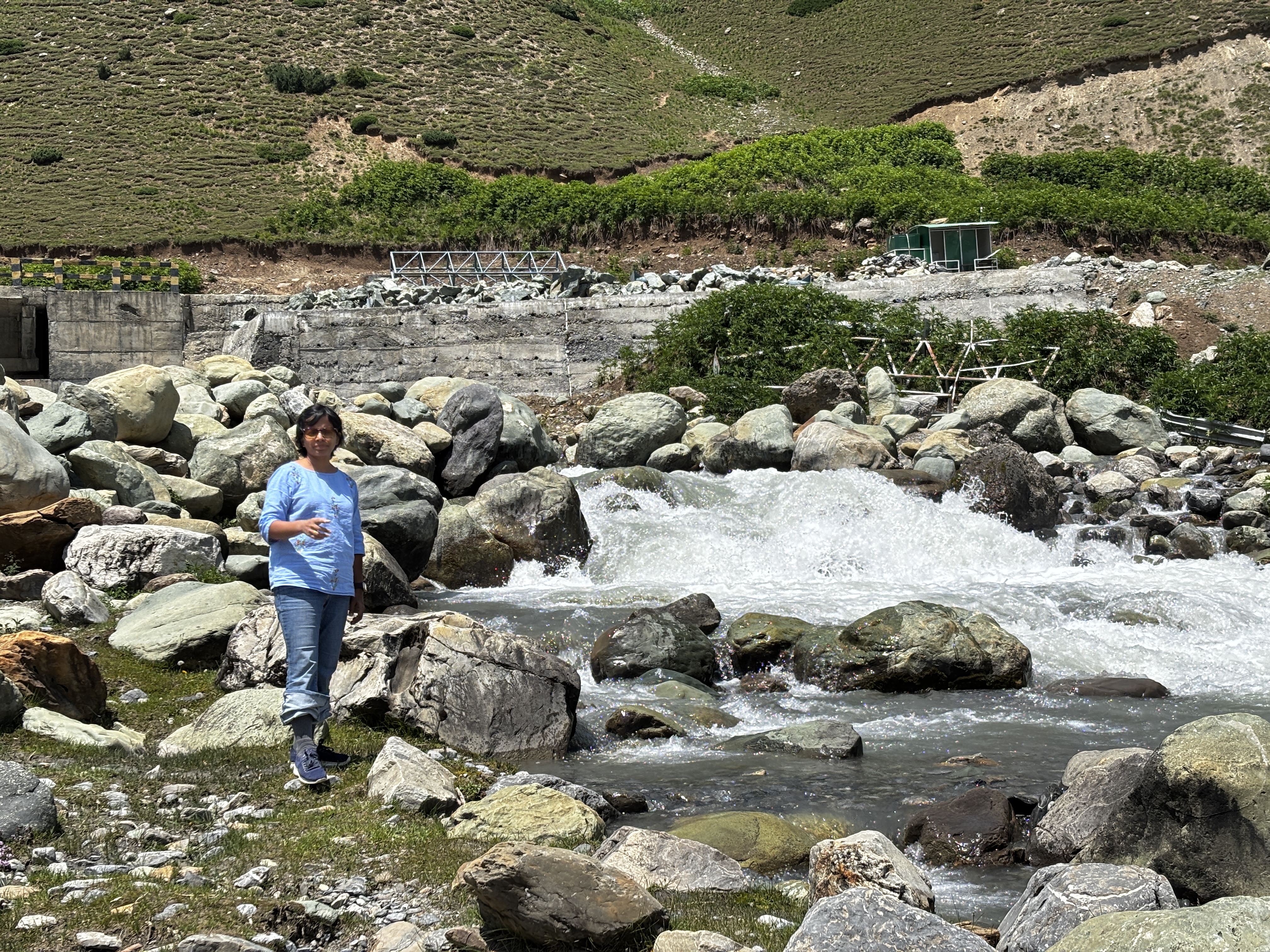 Relaxing by the pristine mountain river in Sonmarg