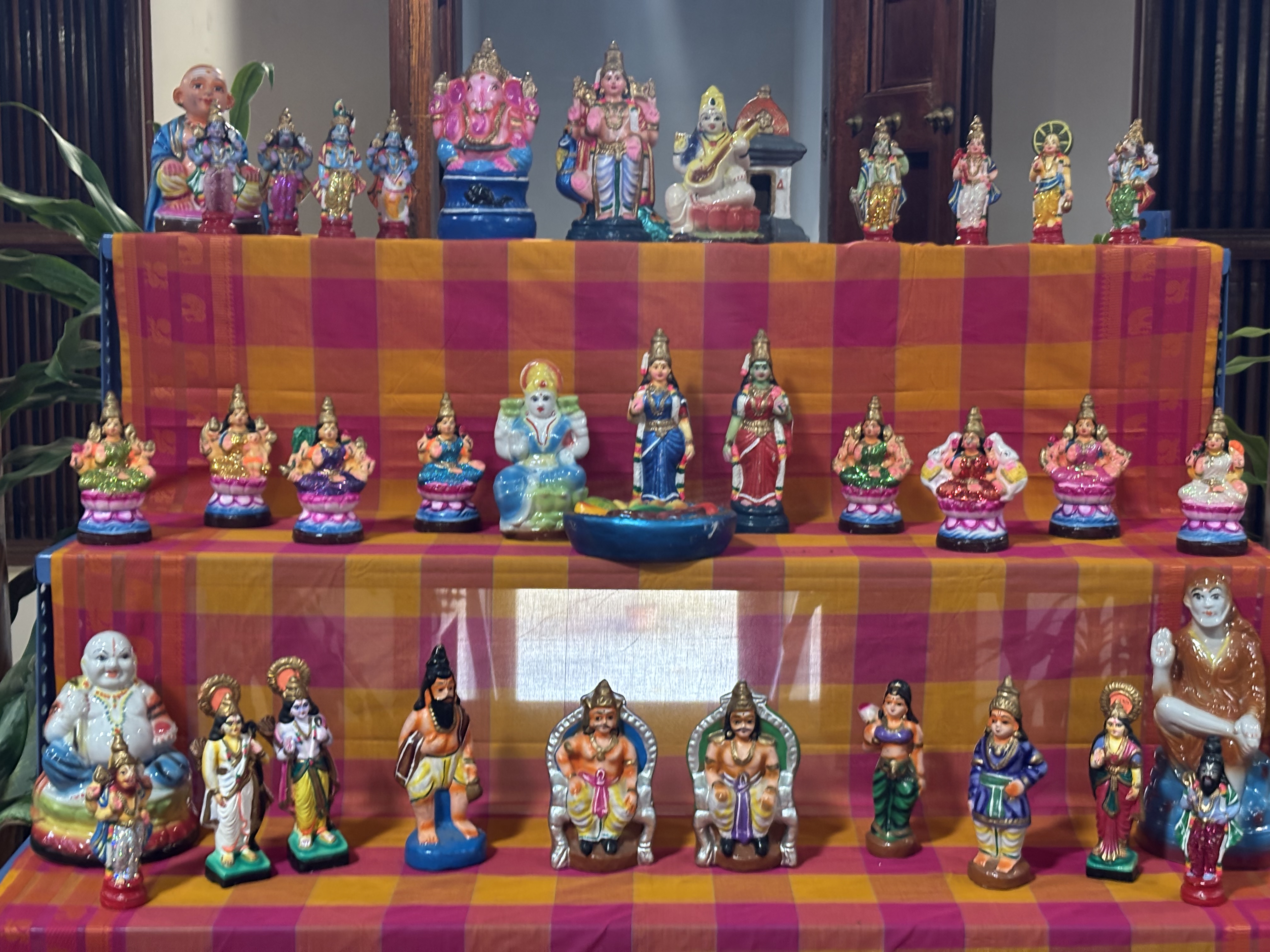 During our visit there were golu dolls in one of the verandas