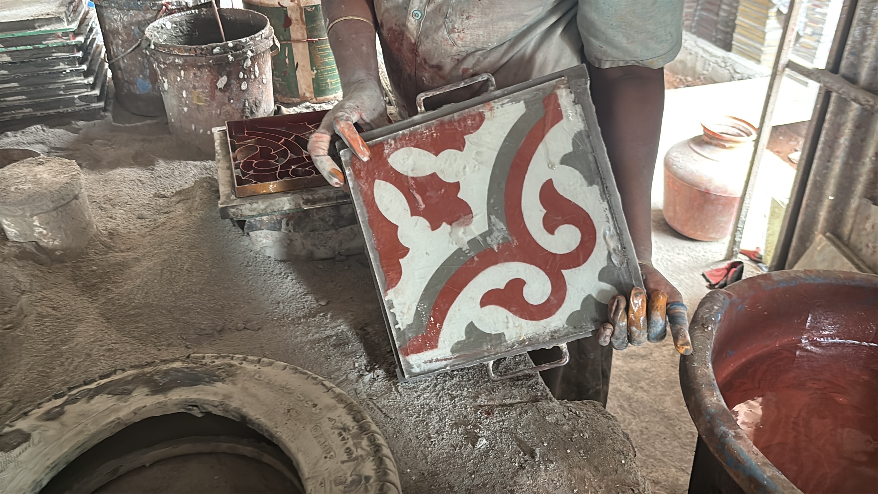 A hand crafted Athangudi tiles