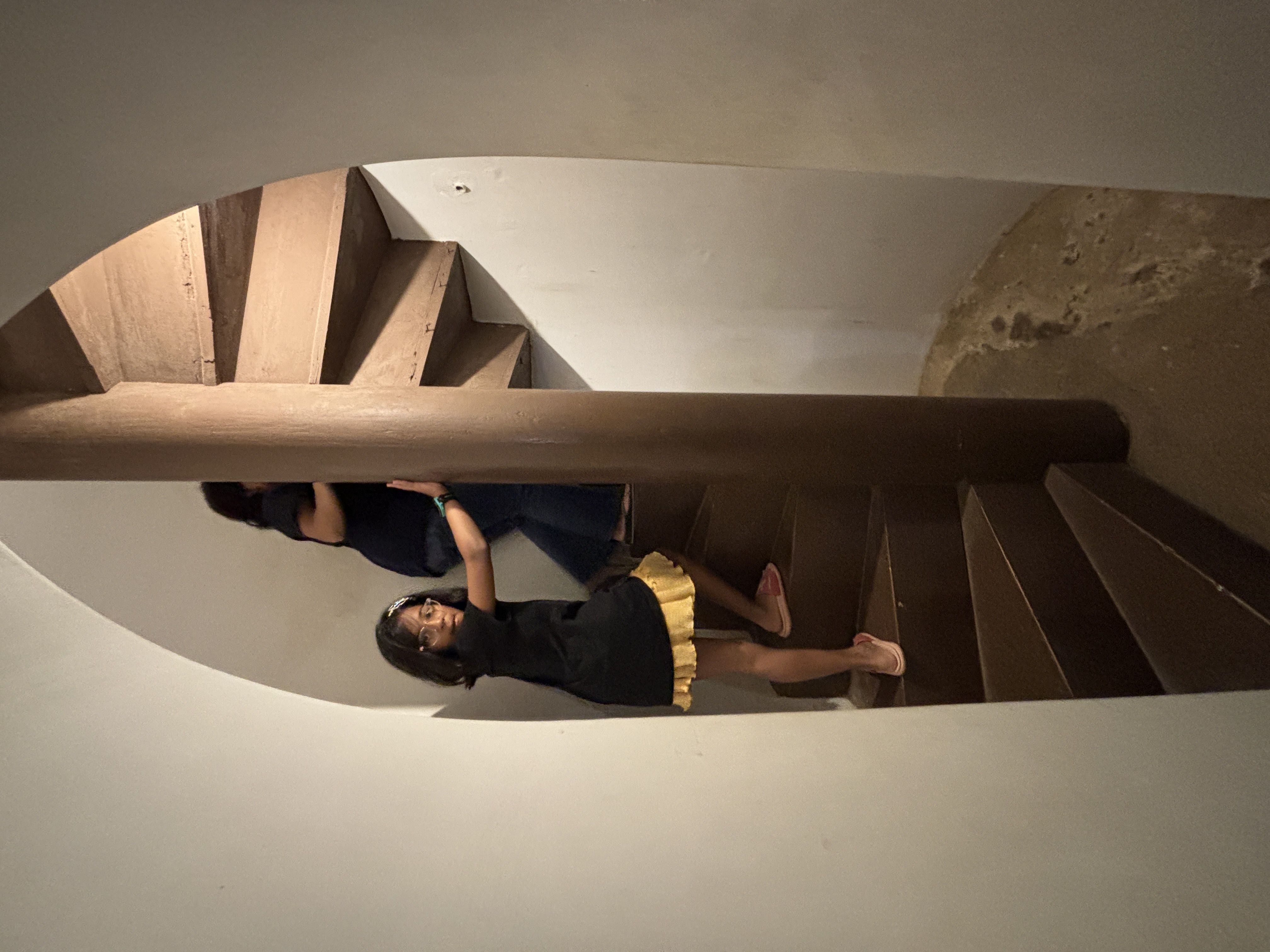 The spiral staircase leading to the rooftop