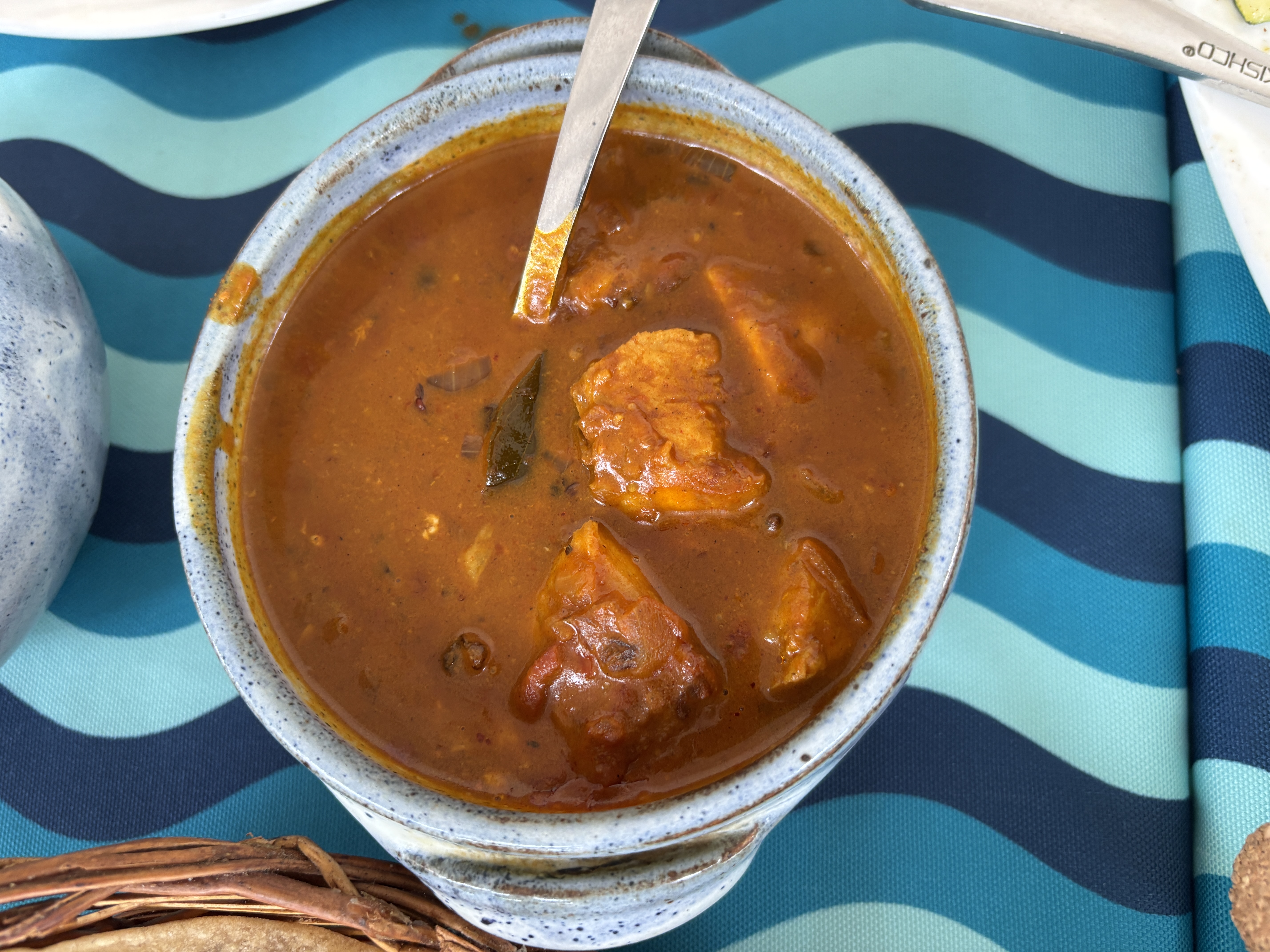 Fishcurry ordered at the Bunglow by the beach